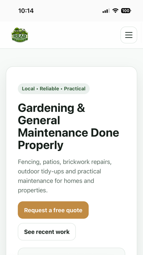 RRAB Gardening mobile website preview